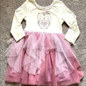 Chenault Girl Cascading Pink Owl Embellished Tulle Tutu Dress Size 6